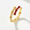 Ankara Red Oil Drop Open Ring, New Chinese-style High-rise Bamboo Ring, New Adjustable Female Index Finger Ring