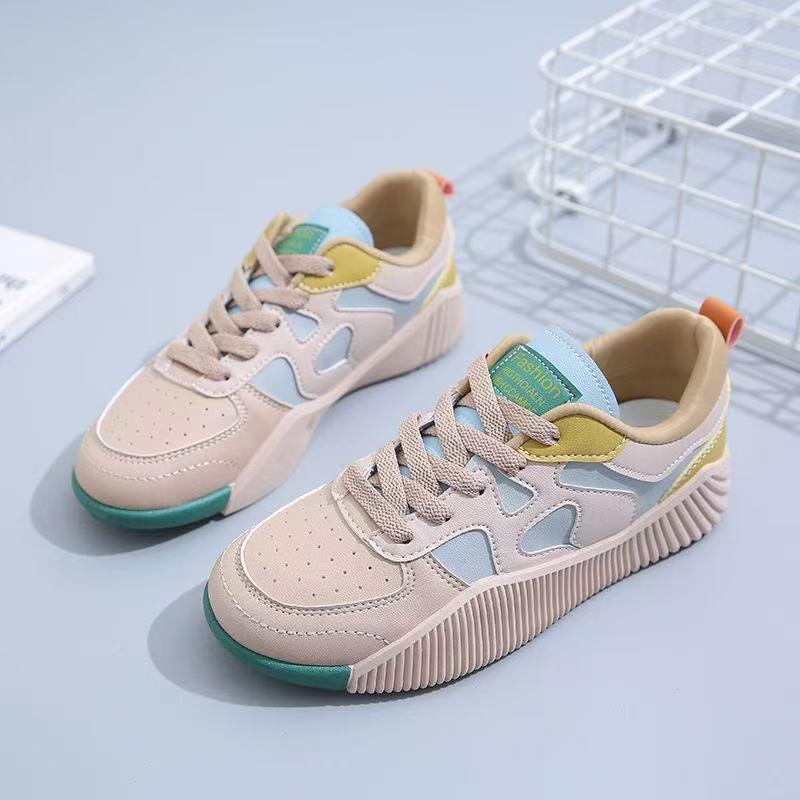 

Женские парусиновые кроссовки на мягкой подошве на весну 2025 года - Дышащие, Легкие, Цветные блоки, Плоская спортивная обувь 36 небесно-голубой