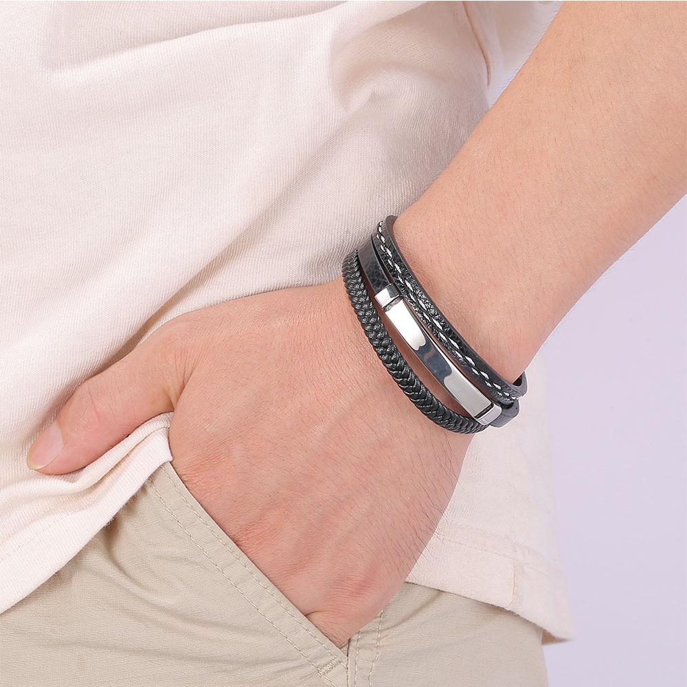 Men's European and American Fashion Stainless Steel Laser Engraved Couple's Bracelet