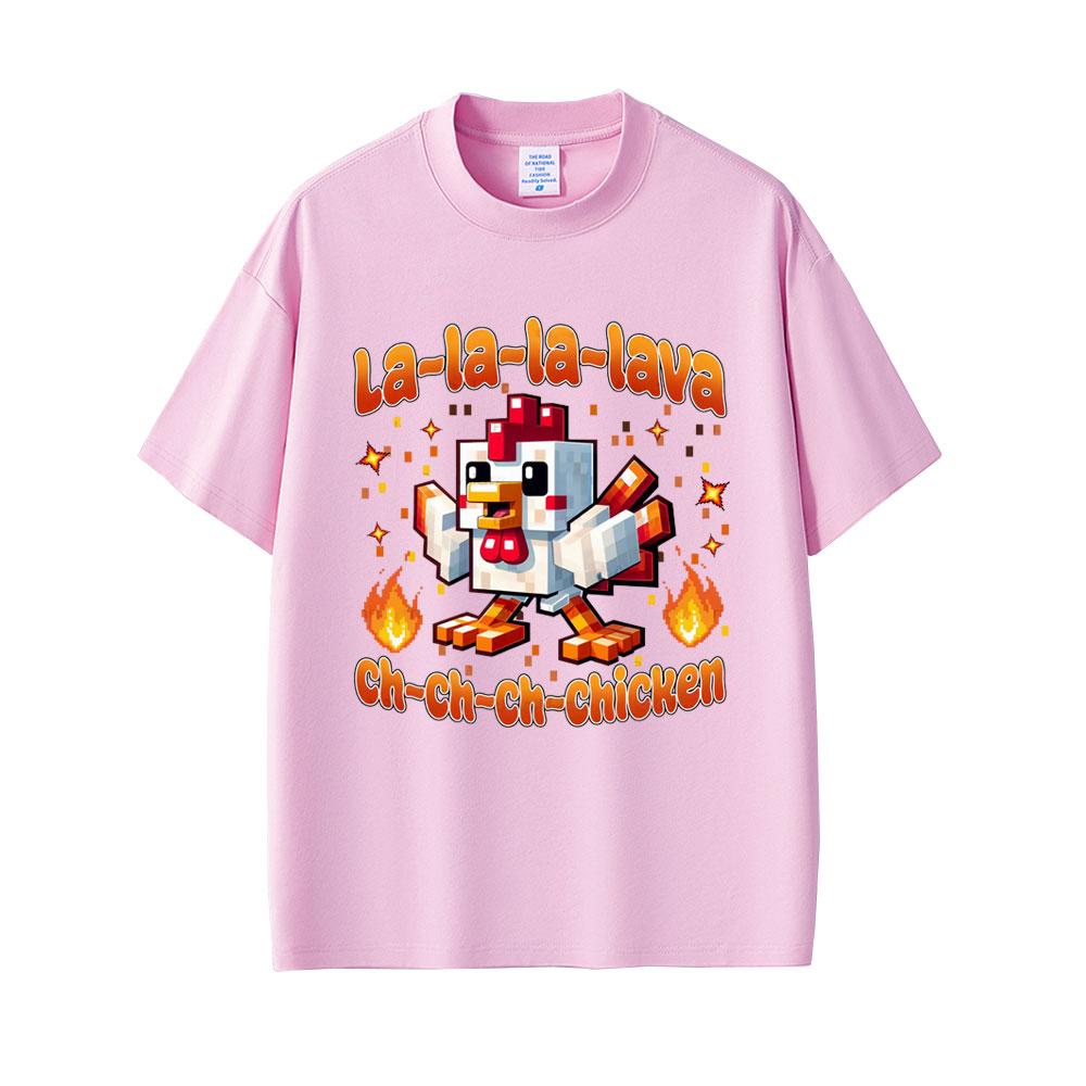  Summer Fashion Lava Chicken Movie Funny Men Women Harajuku Cartoon Short Sleeve T-shirt 100% Pure Cotton Printed T-shirt