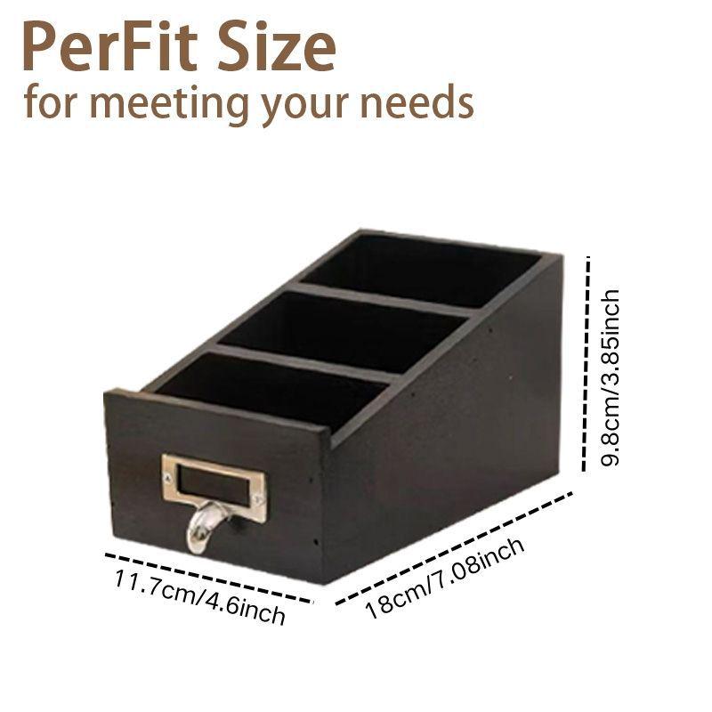 Wooden Desktop Organizer: Remote Holder & Stationery Box for Office or Makeup Brushes