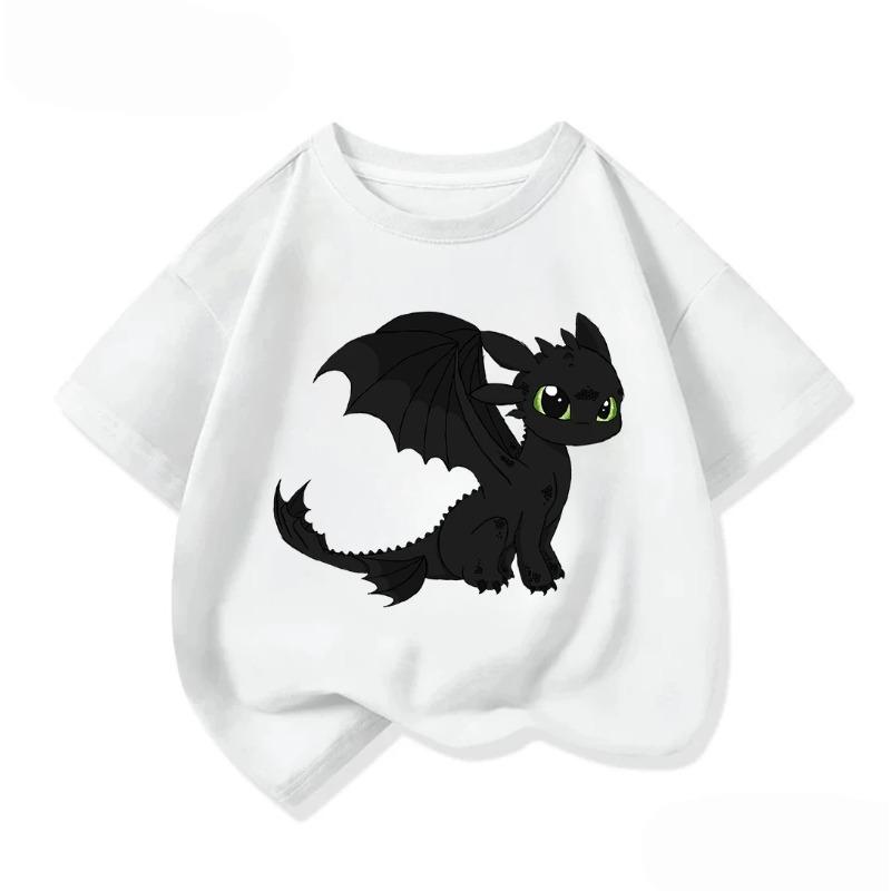 Cozy Kids Short Sleeve Tee Trendy Round Neck Adorable How To Train Your Dragon Pattern Cute Street Daily Wear 3 14