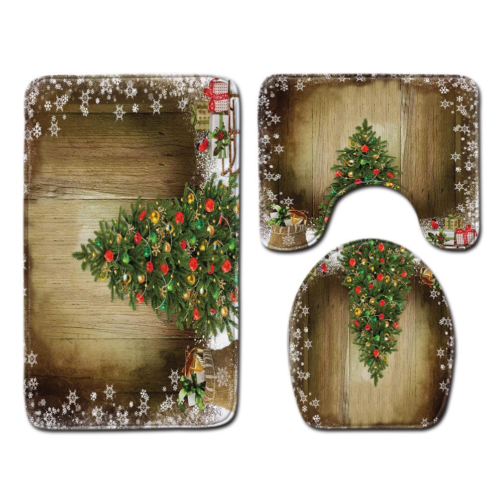 3D Toilet Floor Mat Bathroom Mat Christmas Three-Piece Foot Mat E-Commerce