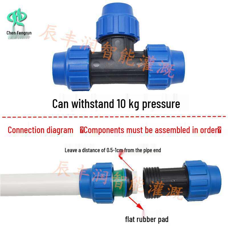 Quick Connect Three-Way Connector for PE and PVC Pipes (Sizes: 20-75)
