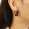 2025 Vintage ins Wind Epoxy Personality Design Titanium Steel Gold Plated Earrings Elegant and Advanced