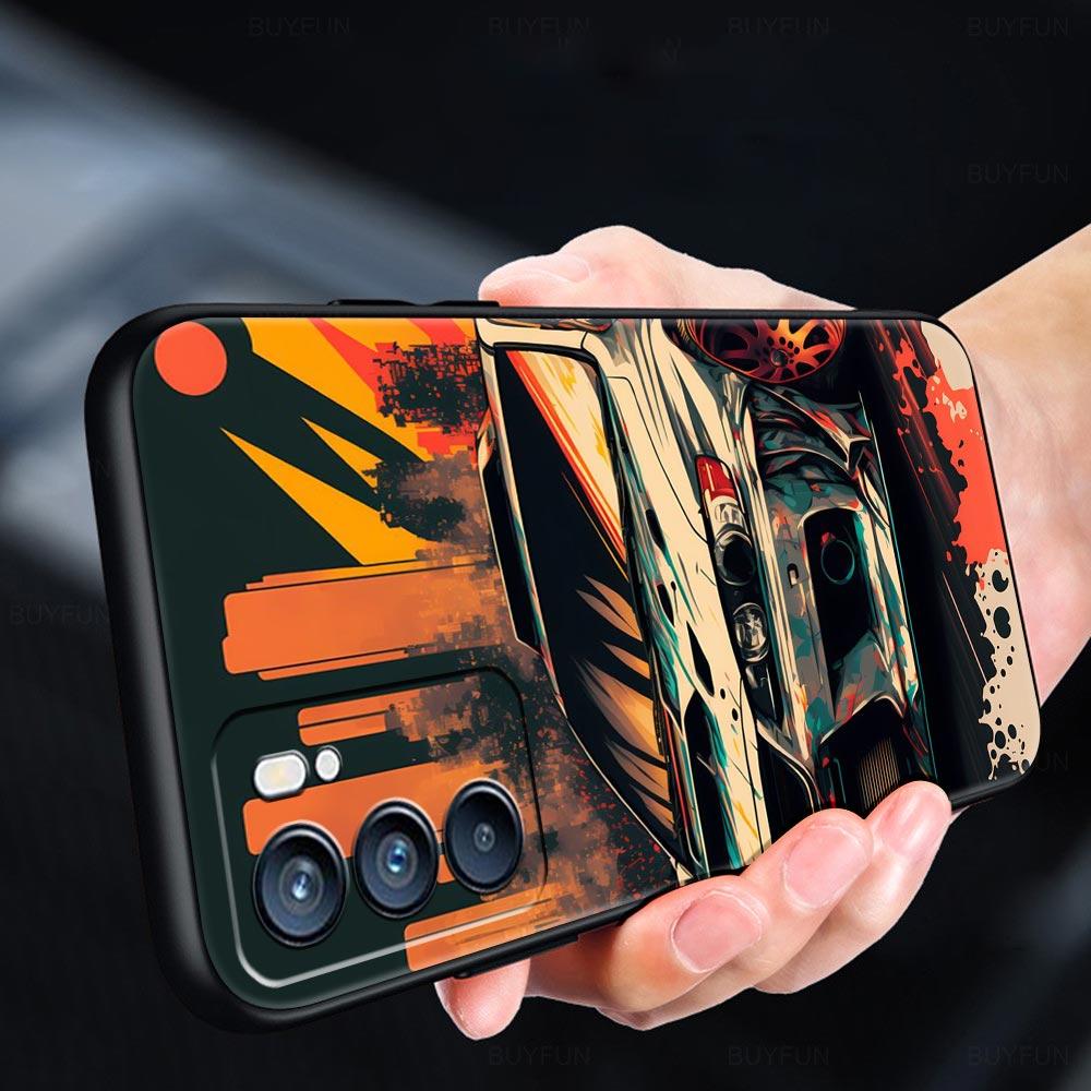 Sports Car JDM Tokyo Drift Case For Oppo Find X6 Pro X5 A54 A53 A52 A9 A15 A95 A17 A16 A76 A74 A57 Reno7 Reno6 Pro Plus 5G Cover