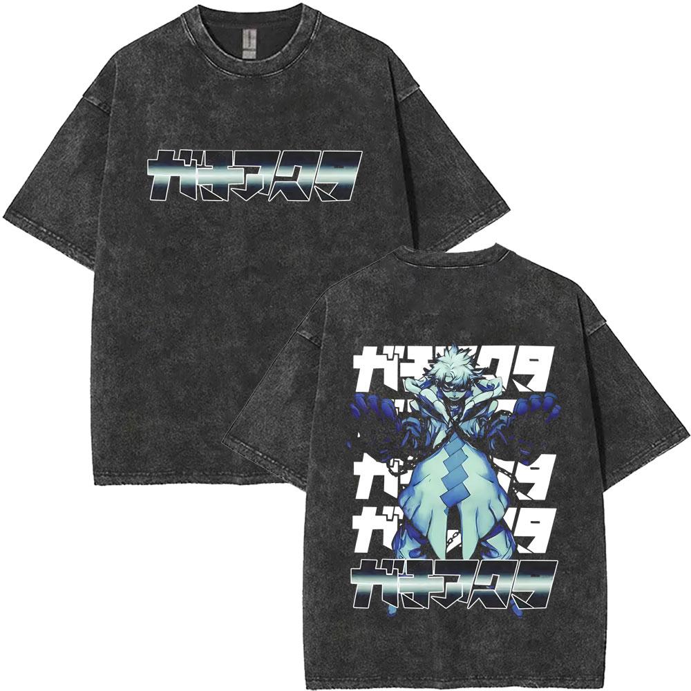 Anime Gachiakuta Riyo Vintage Washed T Shirts Men Women Manga Retro Oversized Short Sleeve Tshirt Male Fashion Trend Streetwear