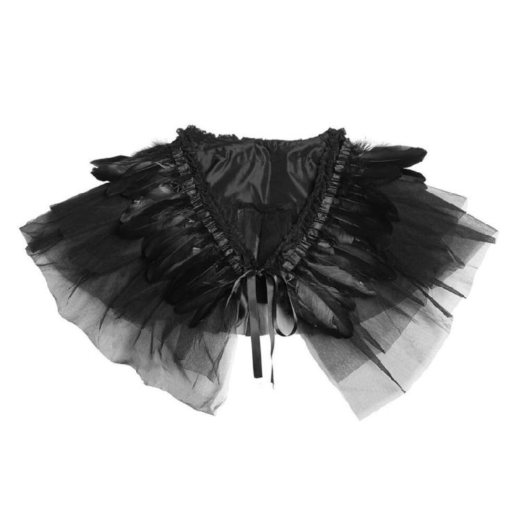 Multilayer Lace Feather Shawl Costume Props Collar Shoulder Wrap for Cosplay Party Carnival and Theme Party Dressingup
