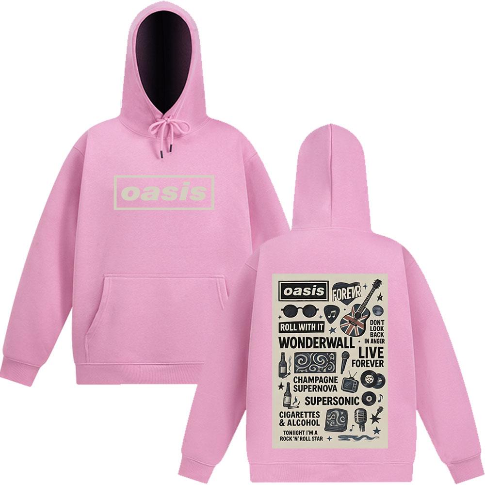 O-Oasis Band Rock Britannica Grafica Felpa con cappuccio uomo donna Hip-hop Manica Lunga casual Felpa con cappuccio Alta qualità Pile Felpe top