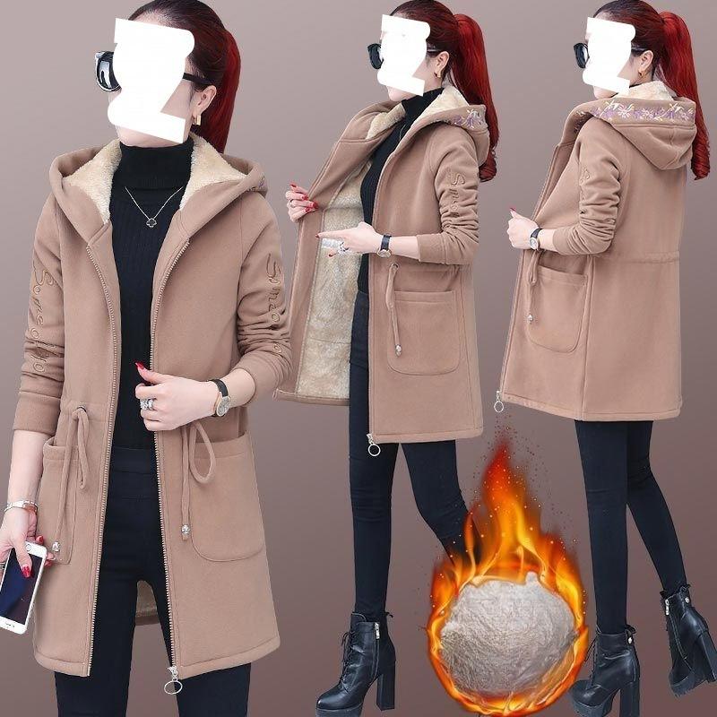 Thick Velvet Lamb Plush Coat for Women Autumn and Winter Large Size Trendy Loose Mid-length Cardigan Sweatshirt