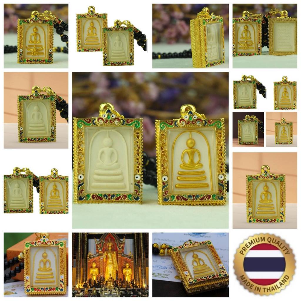 Phra Somdej Buddha Thai Amulett Halsband Hänge Retro Vintage Skyddande Charm Talisman Kraftfull Rikedom Framgång Hälsa Lycka Smycken Thailand Reproduktion