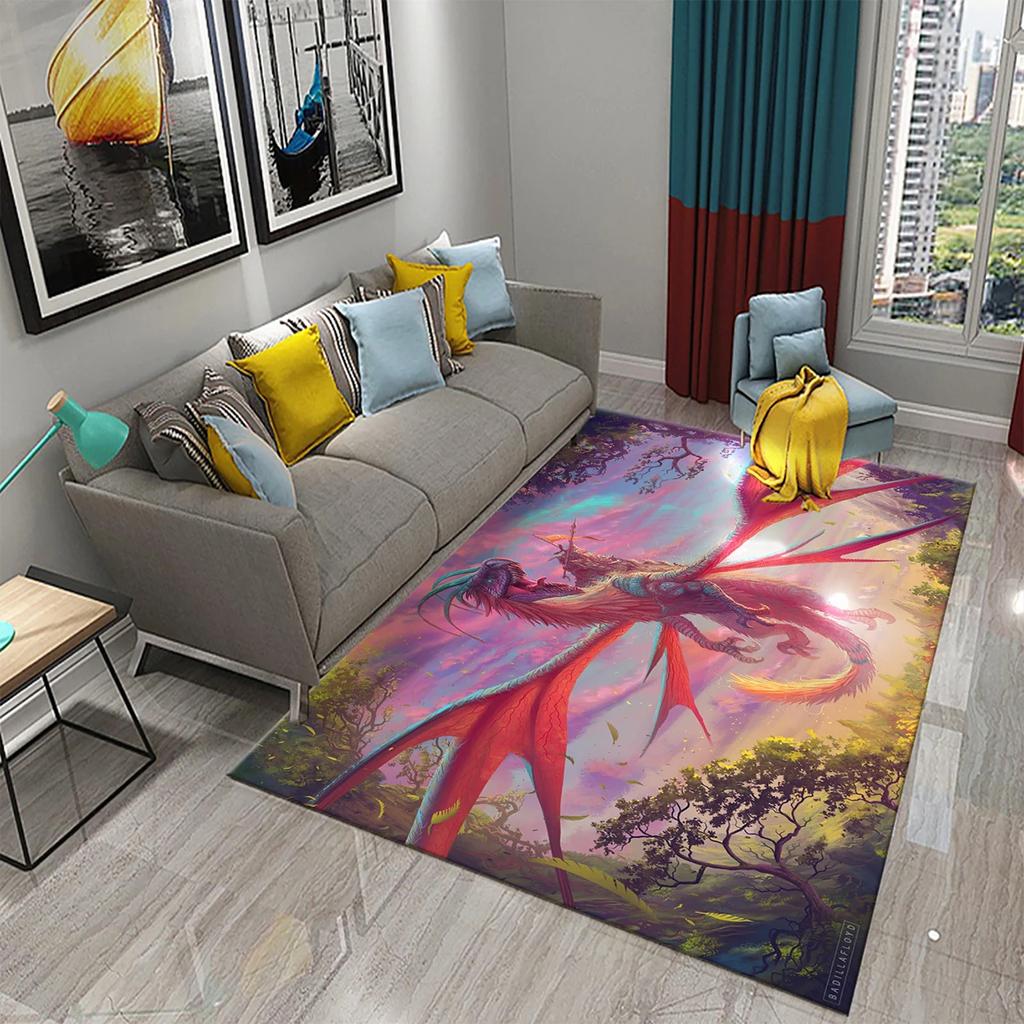 3D Cartoon Dragon Animal Print Carpet for Kitchen Toilet Living Room Esports Chair Carpet Bedside Modern Simple Non-slip Carpets