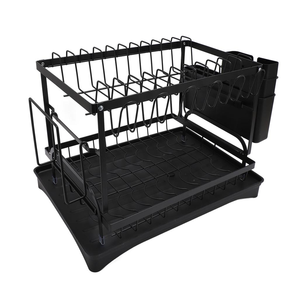 Dish Drying Rack Iron Multipurpose 2 Tier Cutlery Holder Small Dinnerware Drainer Chopsticks Cutlery Countertop Drying