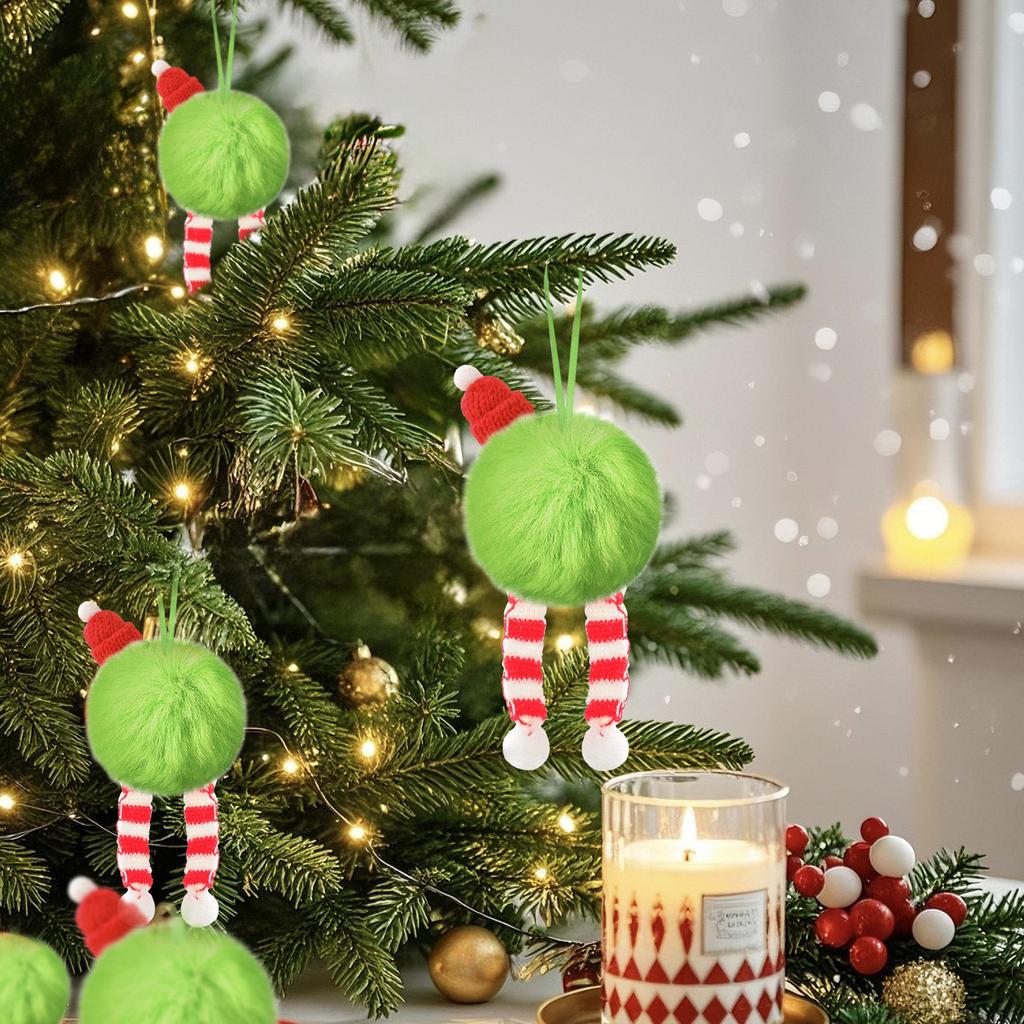 Bowknot Little Plush Ball Christmas Decoration Hanging Plush Ball Festive Atmosphere Display.