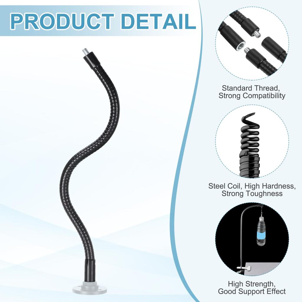 PATIKIL 50cm Gooseneck 3-Piece Set Microphone Arm Stand Tube Adapter Extension Flexible Arm Connection Microphone Light Camera Smartphone DIY