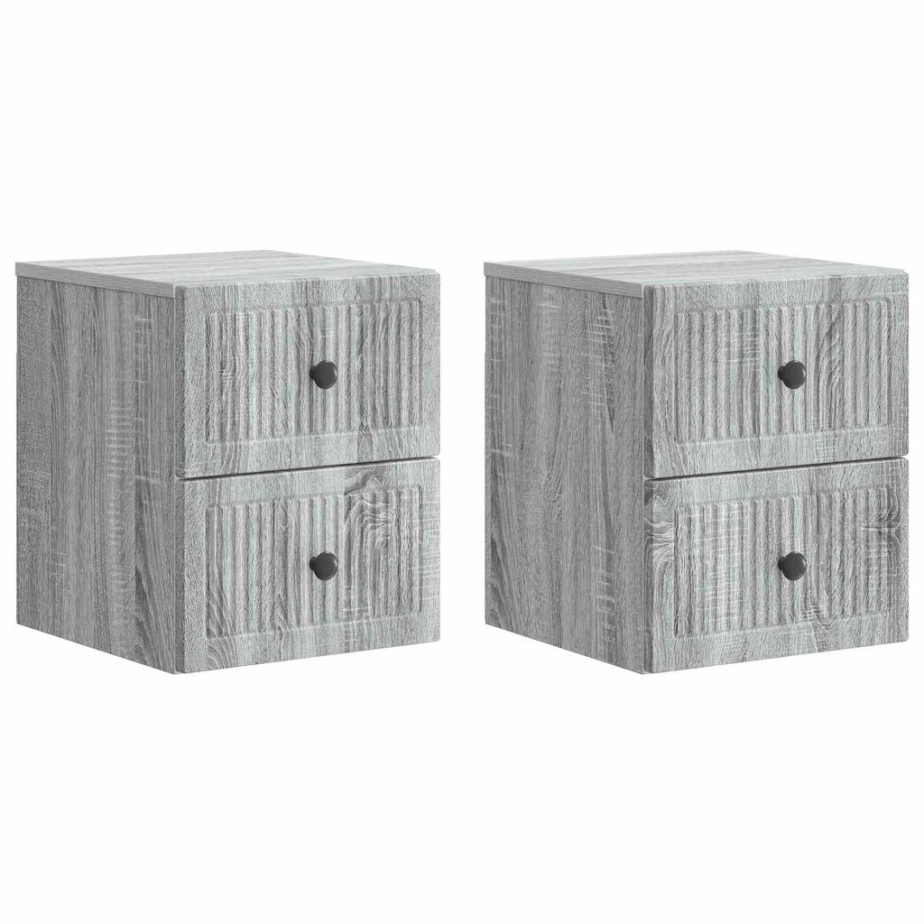 Wall Mounted Nightstand Set 2 pcs Grey Sonoma 33 x 34.5 x 40 cm