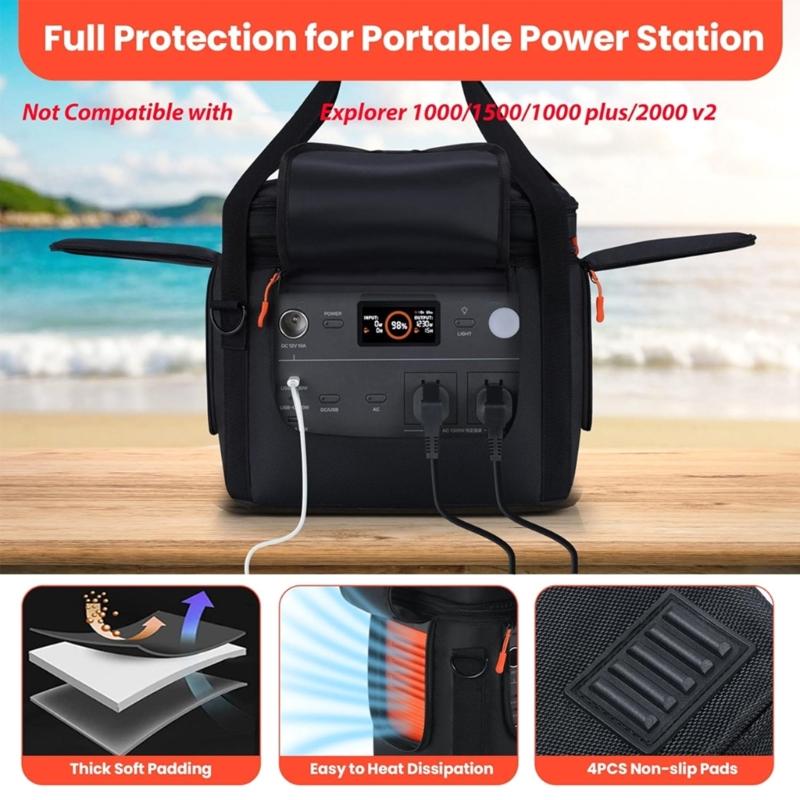 Storage Carrying Case for 1000 V2 Travel Padded Bag with Multi Pocket Shoulder Strap Handle Power Station