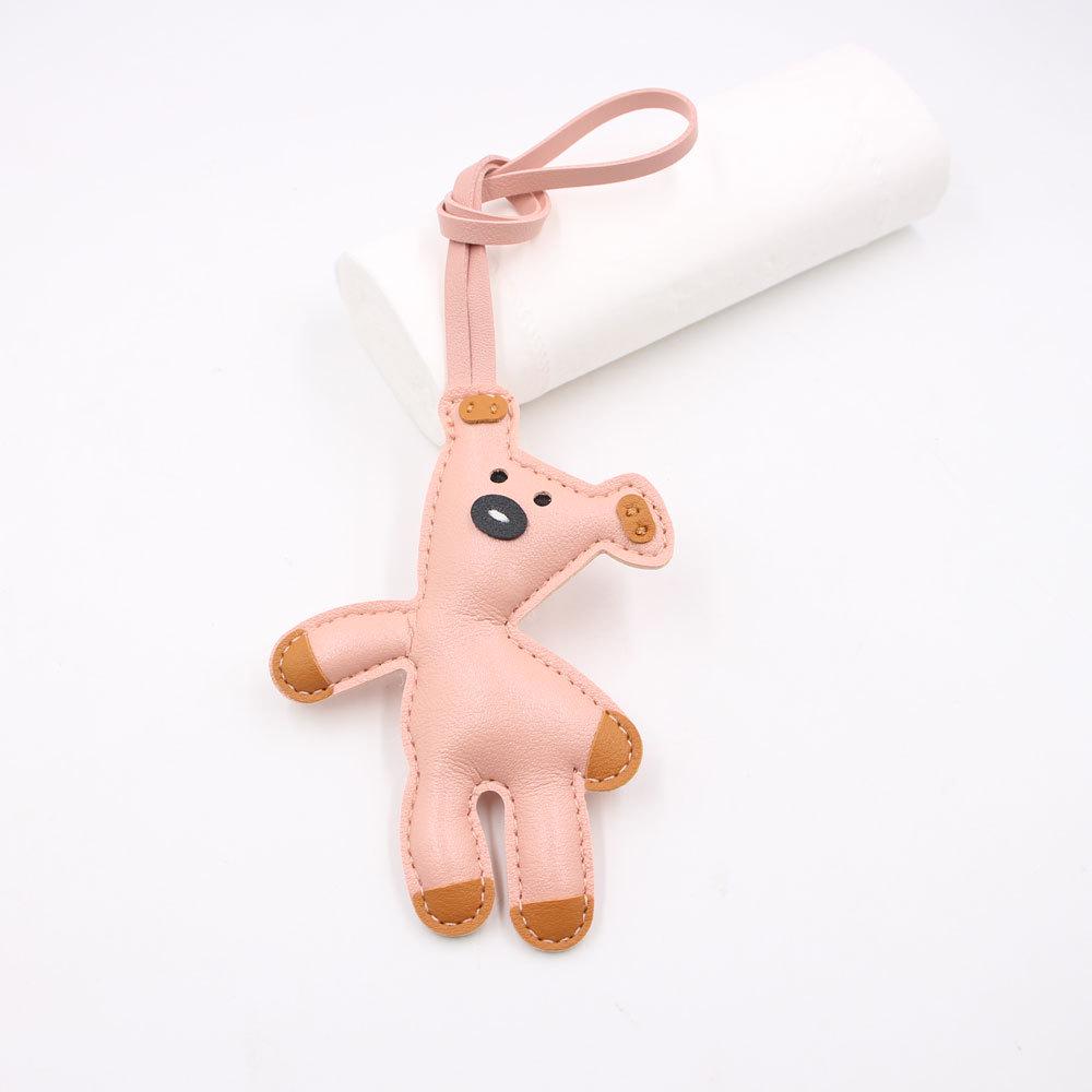 In Stock Cartoon Teddy Bear Leather Bag Pendant with Lanyard Accessories