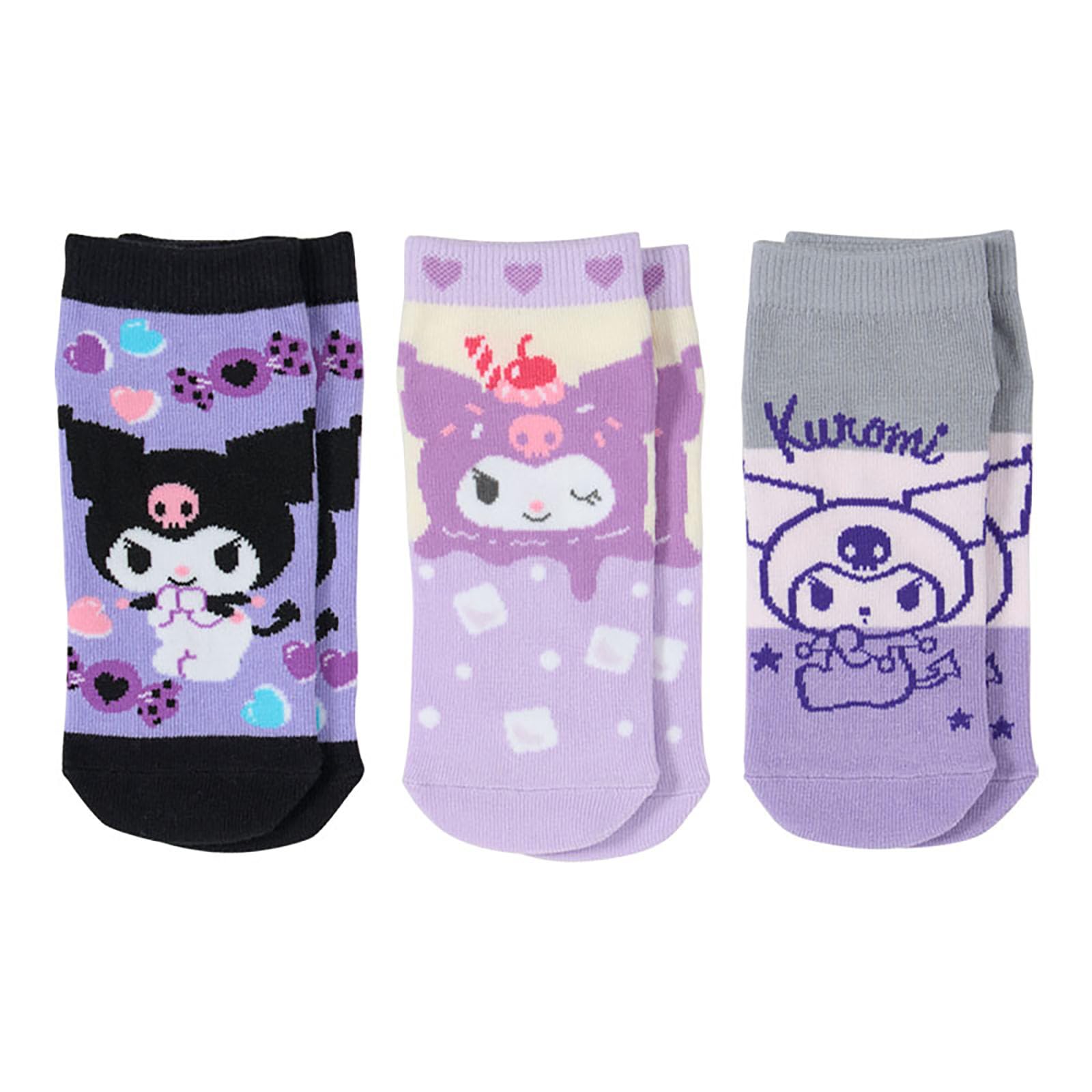 Sanrio Kids Sneaker Socks 689670 3-Pair Set, Kuromi, 16-18cm,
