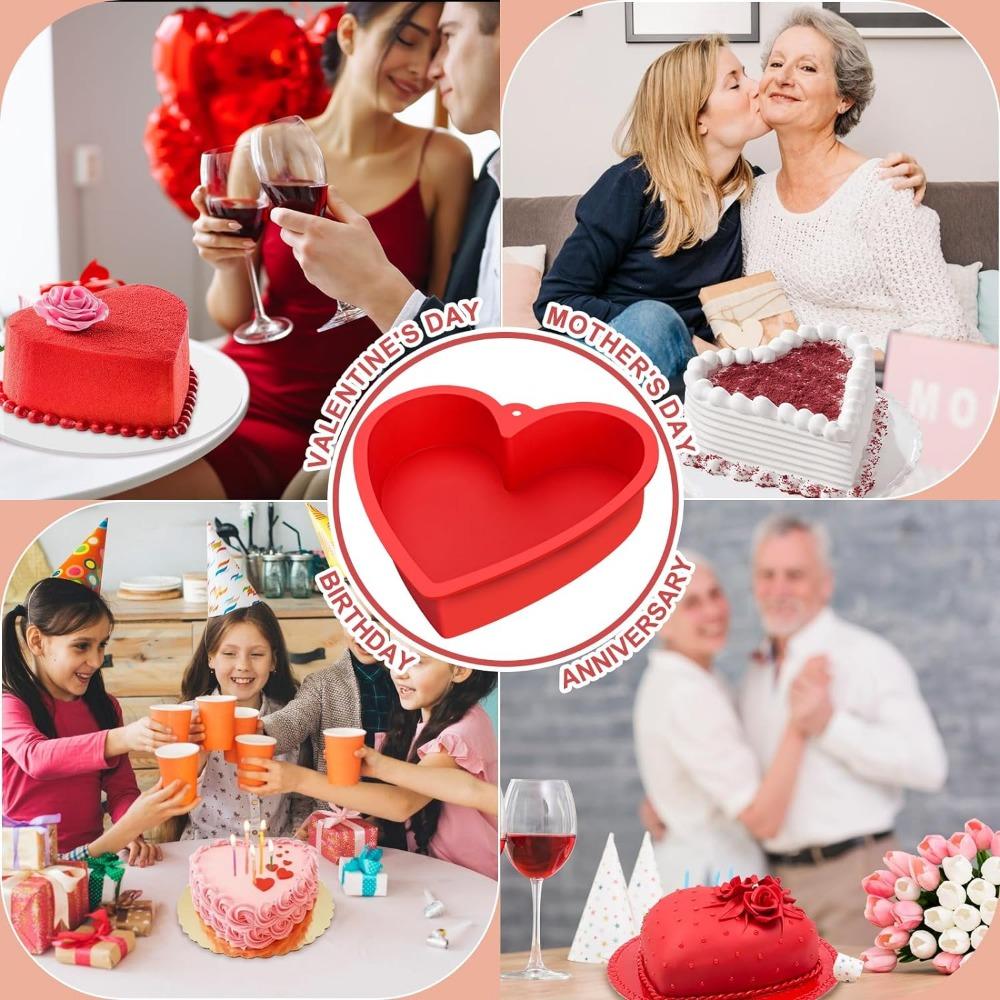 Silicone Heart Shaped Cake Pans Nonstick Reusable Round Baking Tray Cake Bakeware Pan Toast Mold Baking Tool for Pastry Dessert
