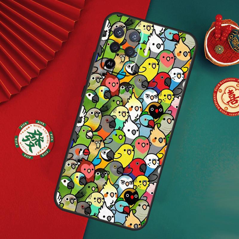 Cartoon Cockatiel Collage Case For Oppo A15 A17 A57 A6 A5 Pro A54 A74 A94 A16 A76 A96 A40 A60 A80 A18 A38 A58 A78 A98