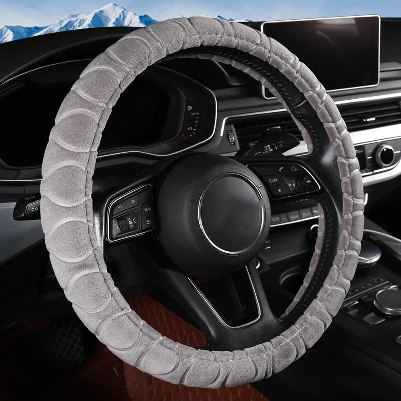 Winter Plush Steering Wheel Cover - Warm Anti-Slip Car Steering Wheel Protector,Universal 15-inch Car Accessory