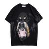 2025 summer new dog head printed short sleeve fashion men's loose personality young men and women with 100% cotton T-shirt