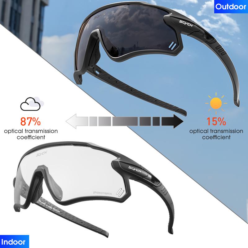 Occhiali da Ciclismo Fotocromatici SCVCN Occhiali da Sole per MTB Corsa Pesca UV400 Polarizzati Occhiali da Bicicletta Uomo Donna