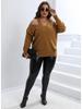 Women's Plus Size Off-the-Shoulder Knit V-Neck Sweater - Autumn & Winter Collection