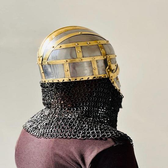 Vandal Medusa Helmet Chainmail Hand forged Armor Helmet  Viking Chainmail steel and brass Helmet  Best Gift