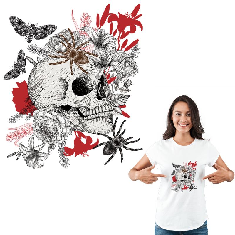 Bügeleisen-Transfer, Schädel, Tier, einfach zu bedruckendes T-Shirt, Kapuzensweatshirt, DIY, Heißpresse, Aufnäher, Kleidung selbstklebend, Heißklebe-Aufnäher