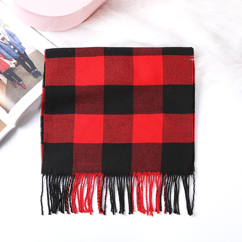 Stylish British Plaid Cashmere-Feel Scarf for Men & Children - Autumn/Winter Warm Shawl & Snood