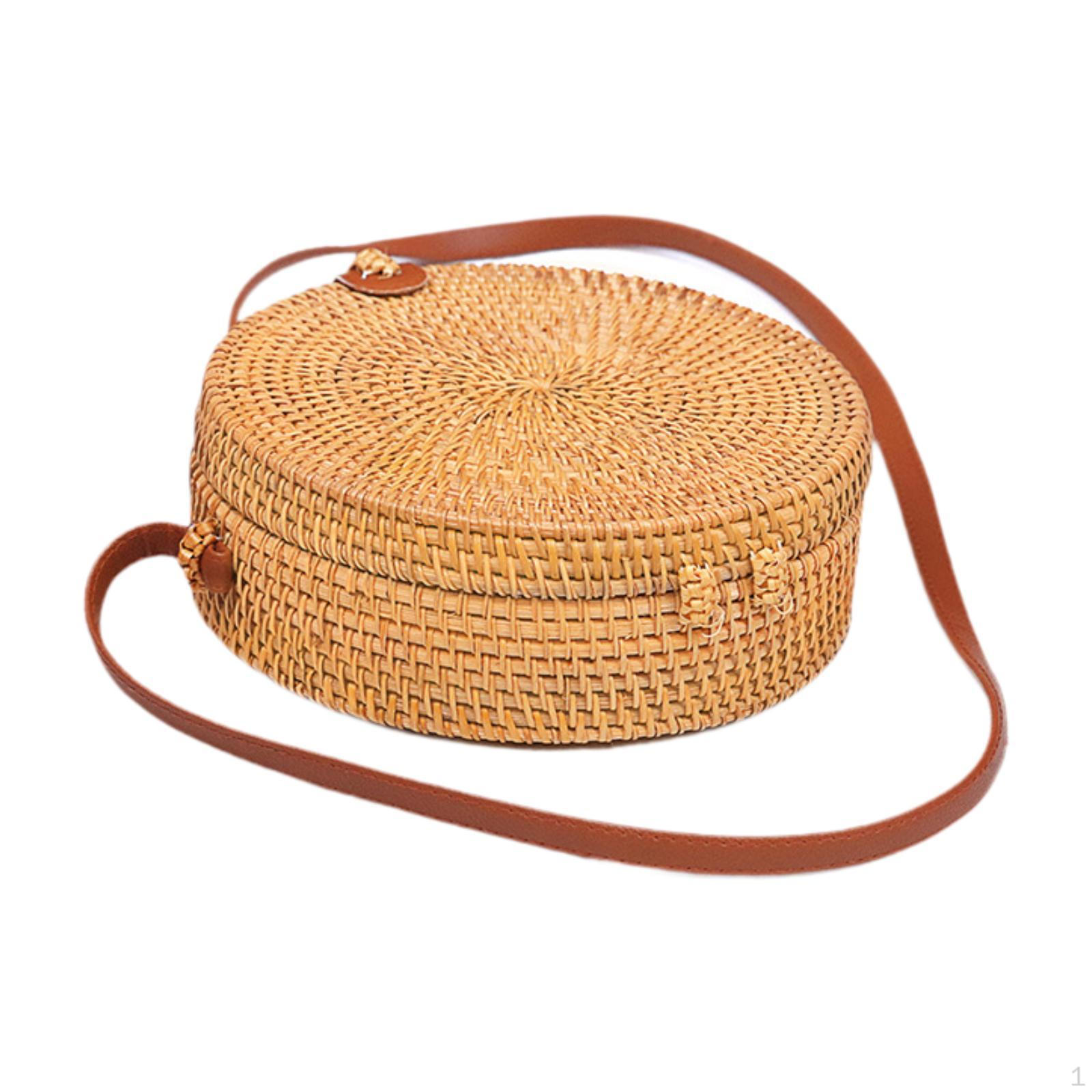 Круглая ротанговая сумка Boho Hand Woven Crossbody для весеннего летнего пикника Style A 2558₽