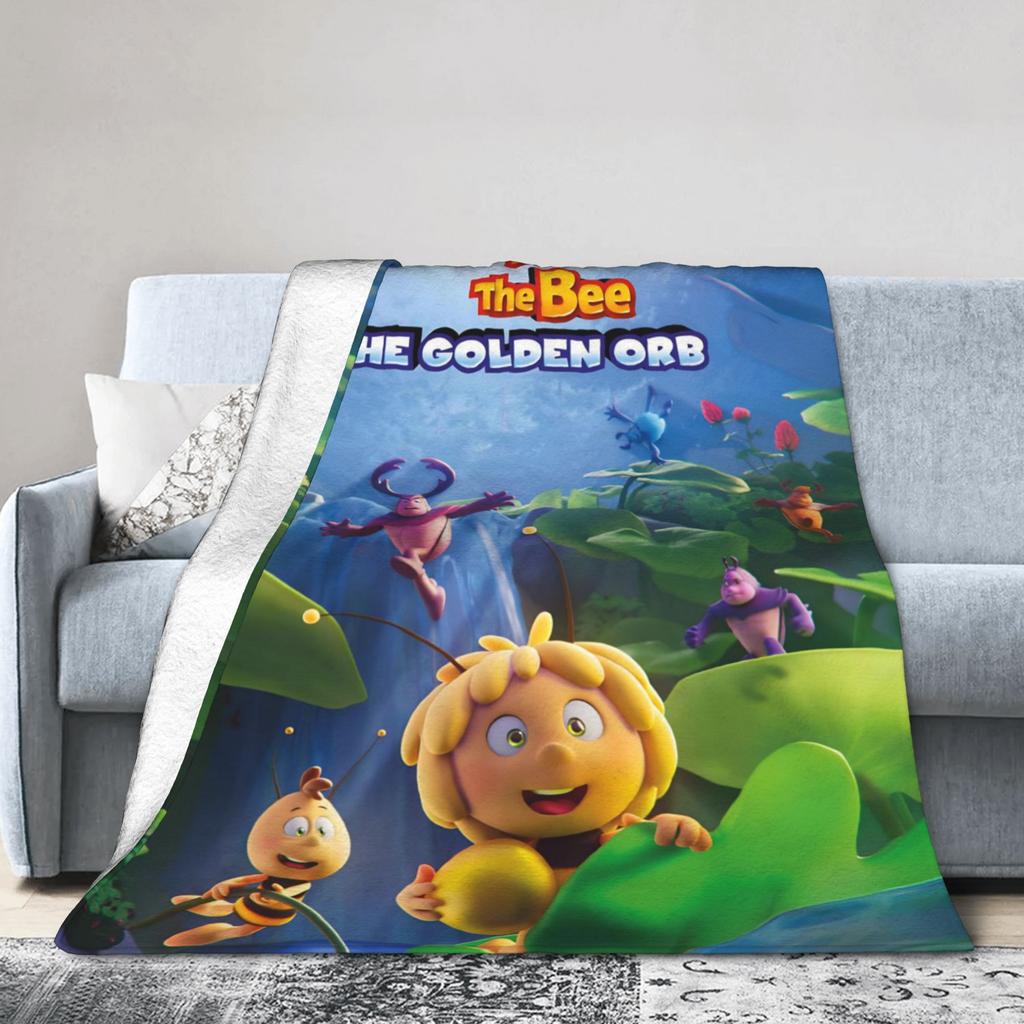 Maya The Bee With Flowers Cartoon Blanket Ultra Soft Throw Blankets for Bed 50x60 Inches Multiple Sizes Throws And Blankets