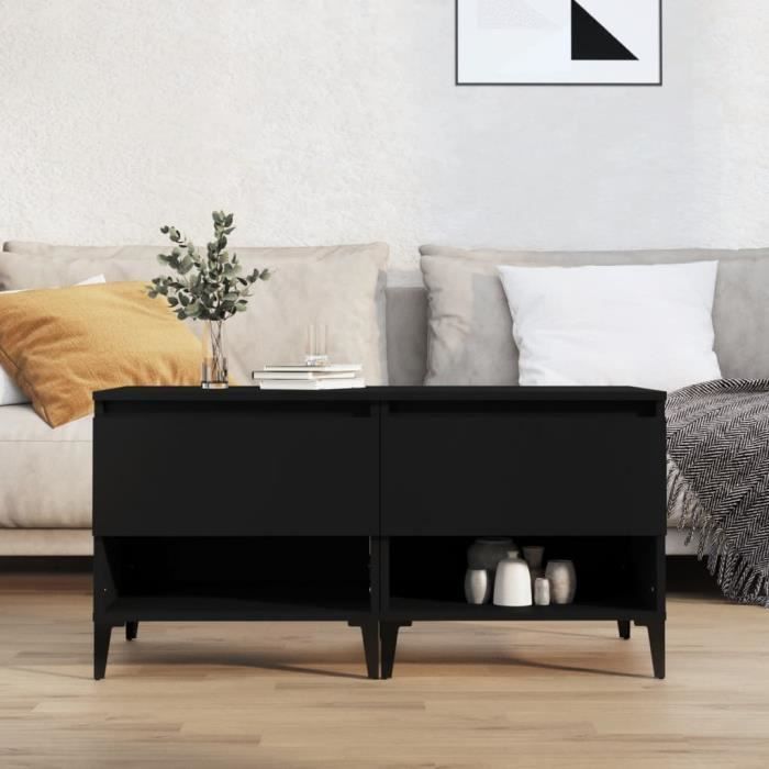 819551 vidaXL Tables d'appoint 2 pcs Noir 50x46x50 cm Bois d’ingénierie