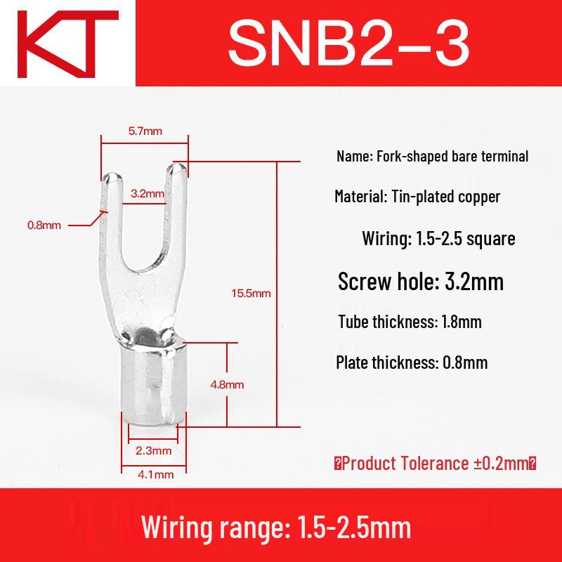 Kaisheng Y-Shaped Copper Forked Crimp Terminal SNBSML2-8 UT Lug