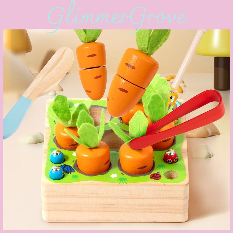And Wooden Pulling Cutting Carrot Insect Catching Game Children Toy Puzzle