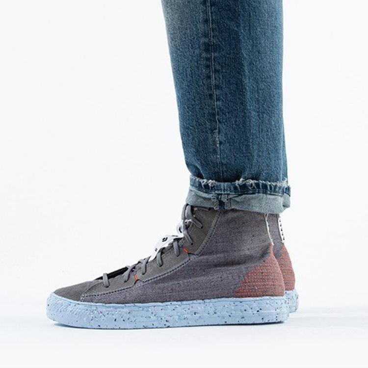 Converse Chuck Taylor All Star Crater Comfortable and Versatile High-Top Canvas Shoes Unisex Gray Orange