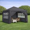 Gazebo Pieghevole 3 x 3 m, impermeabile, robusto e resistente all'inverno, con 4 pareti laterali e 4 sacchi di sabbia, protezione UV 50+, pieghevole, telaio in acciaio (nero)