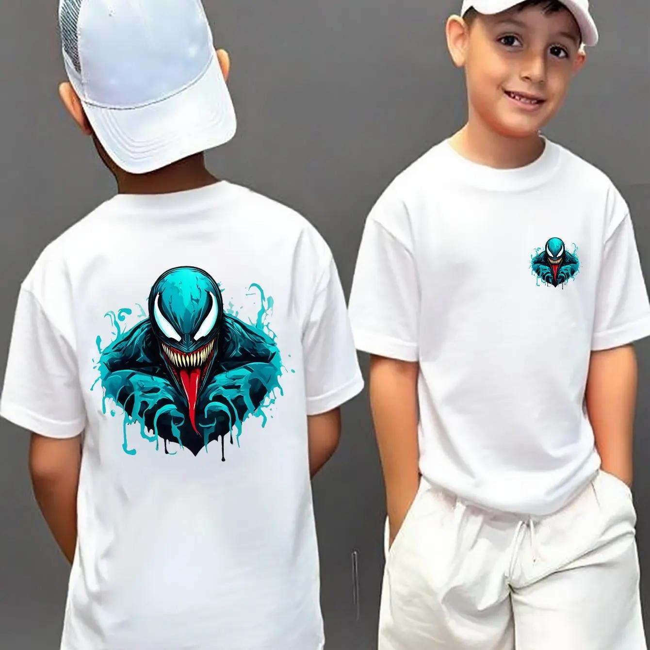 

100% Cotton Children s Printed T-shirt, Summer Casual Venom Super Hero T-shirt, Casual Sports Breathable Top 100