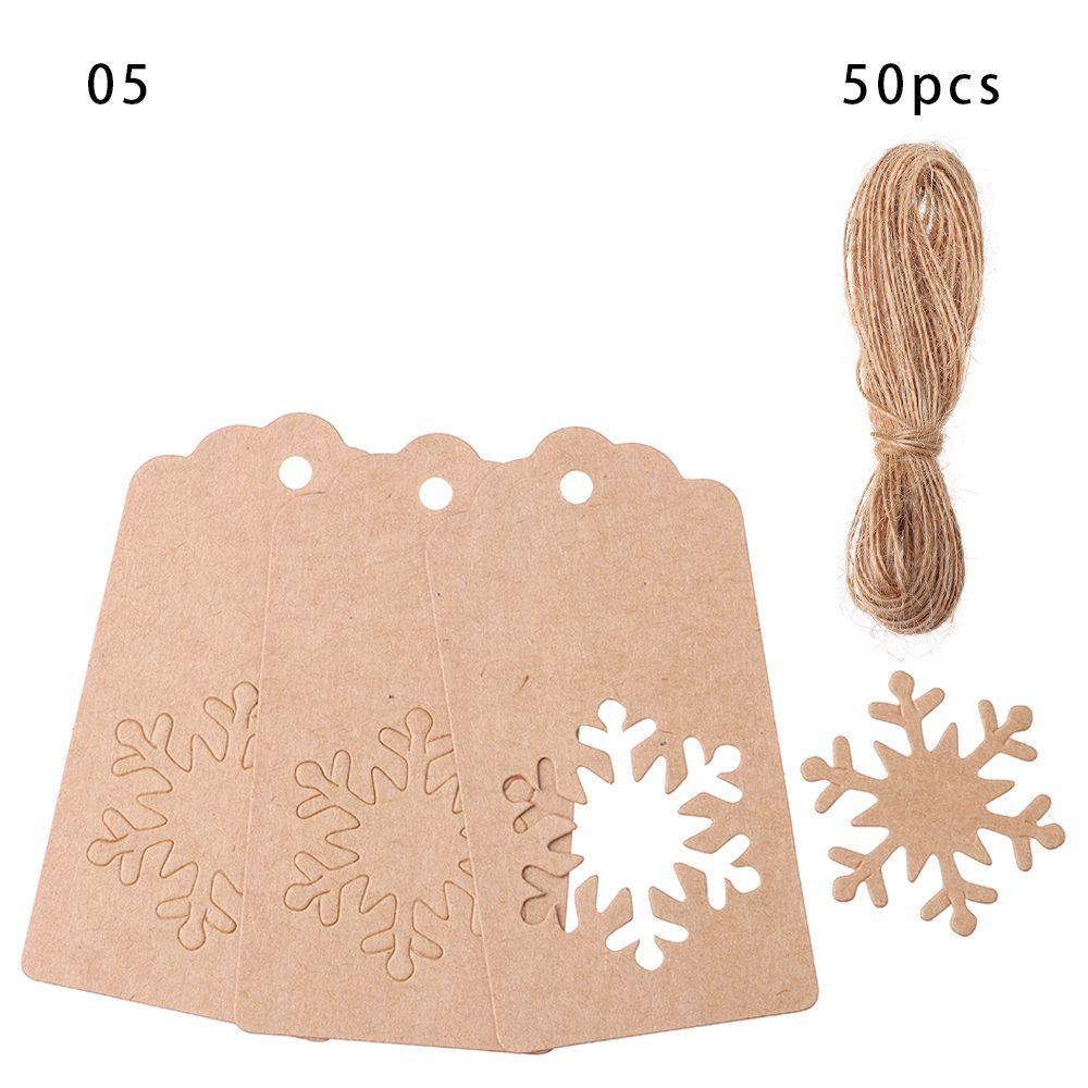 Decorations Xmas Tree Gift Wrapping Kraft Paper Tags Snowflake Christmas Card Label Thanks Tag