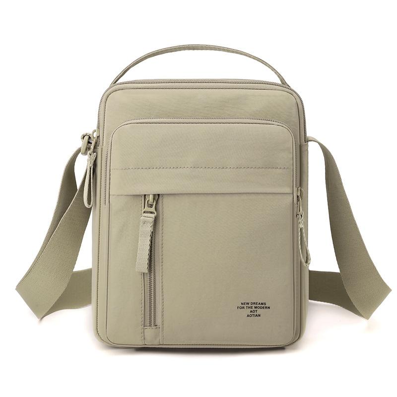 Nylon Crossbody Bag with Top Handle and Multiple Zipper Pockets for Daily Use Men Women