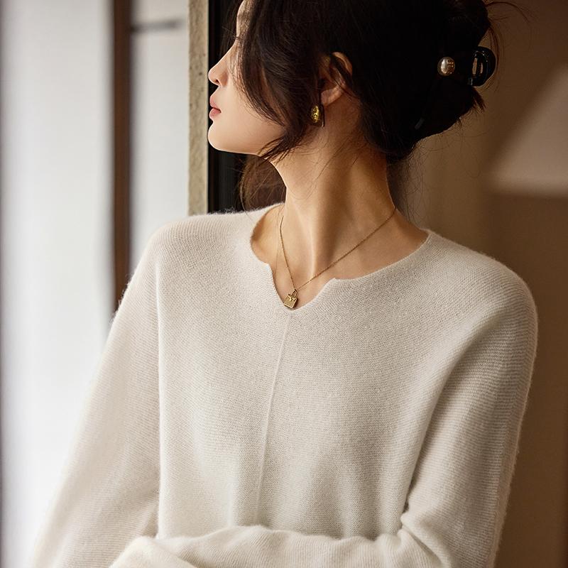 Dámský kašmírový svetr Kašmír Qinghe 30% kašmír 70% vlna podzimní a zimní pulovr hřejivý a módní