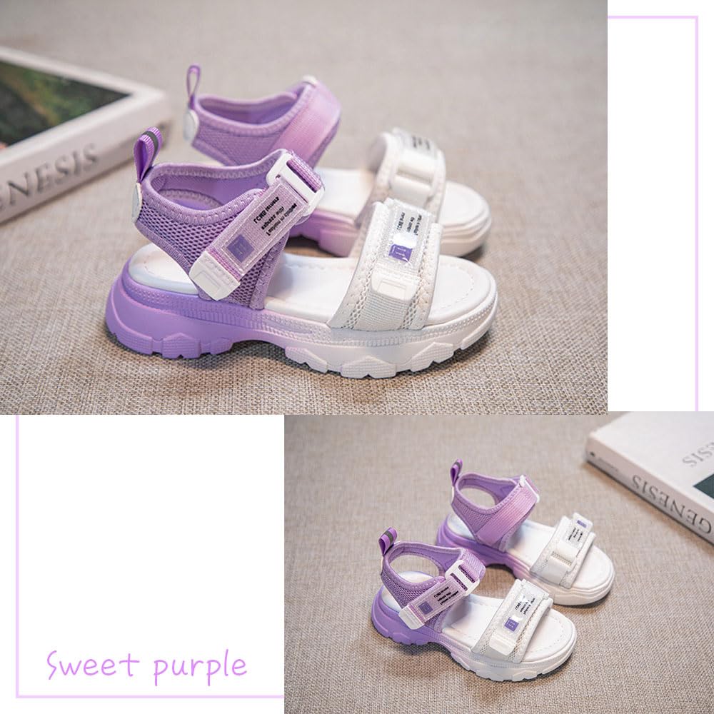 Sandali Sportivi con Velcro Stilosi [B-TOPAZ] Sandali Bicolore, Bambini, Viola, Comodi, Antiscivolo, Chiusura, Regolabile, Carini, (Viola Dolce/21cm)