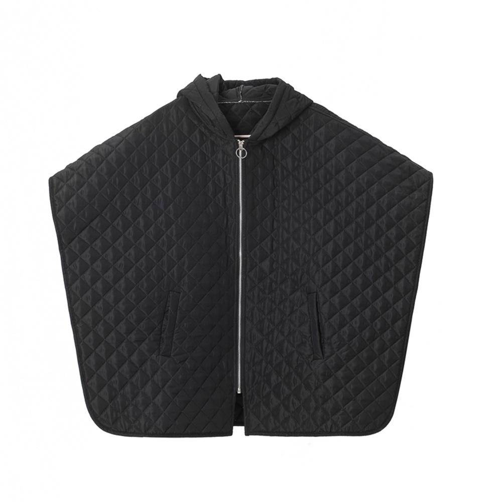 

Европейский и американский Зима 2025 Черный Тонкий Хлопок Капюшон На Молнии Кейп Шаль 97*71cm чёрный