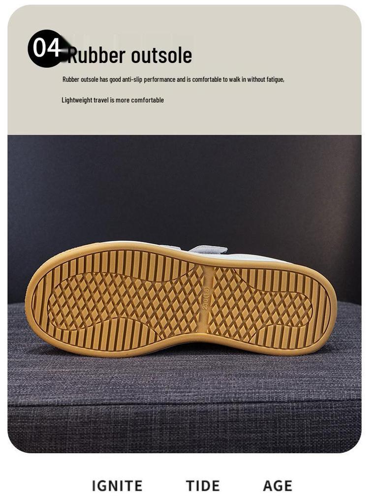 Women's White Platform Sneakers - 5cm Height Boost, Autumn Casual, Velcro, Thick Sole, Genuine Leather.