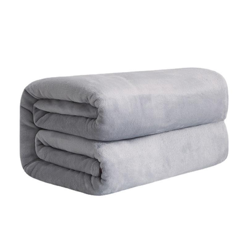 Solid Color Flannel Coral Fleece Blanket - Perfect for Naps, Air Conditioning, or as a Gift