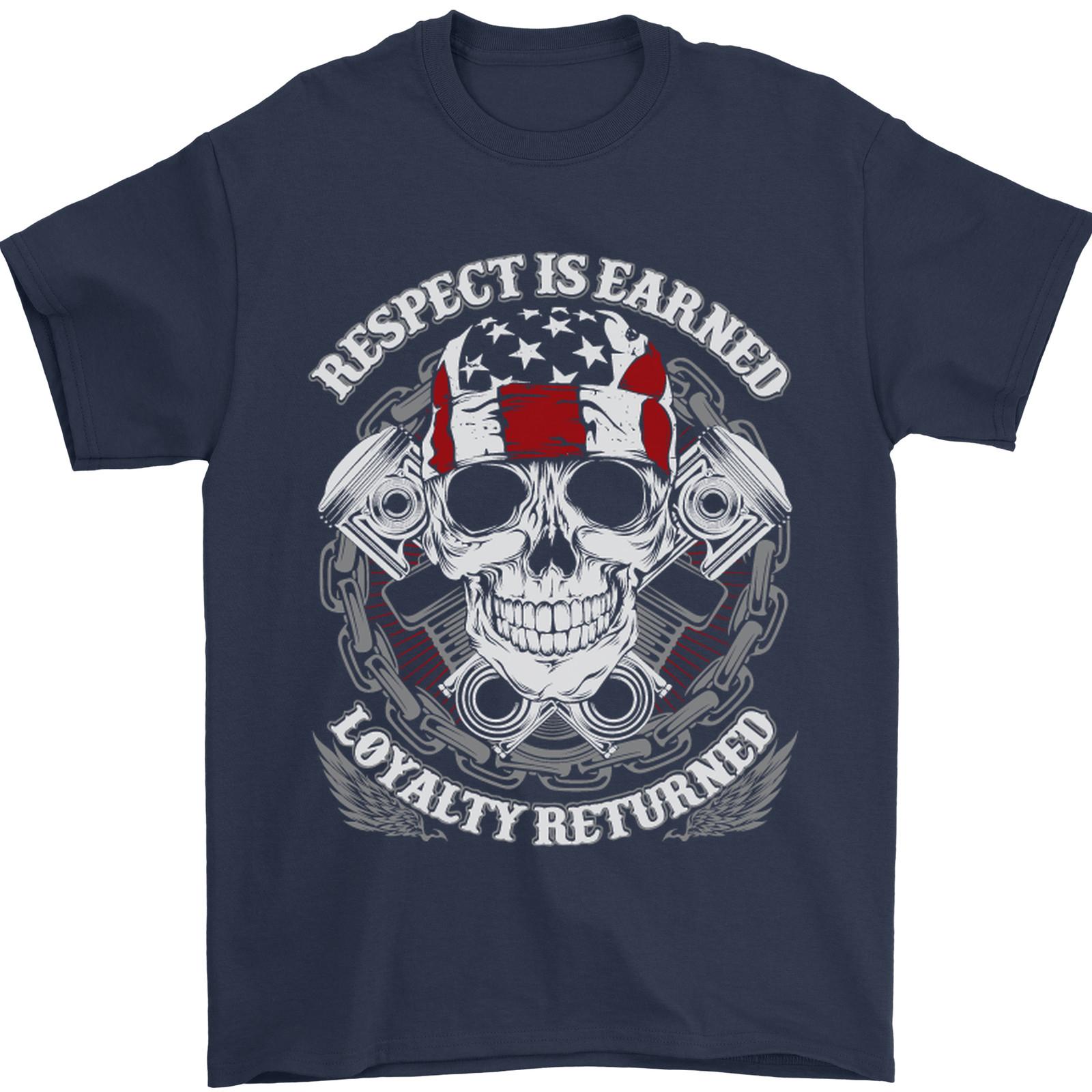 26 Respect Earned Motorbike Motorcycle Biker Mens T-Shirt 100% Cotton Unisex T-Shirt XXL