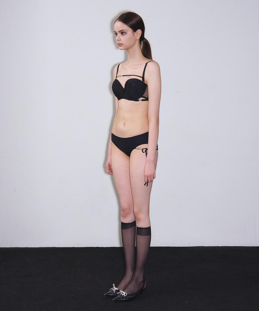 VINAJ N Chain Horizontal Half-Cup Bikini Bra (Black)