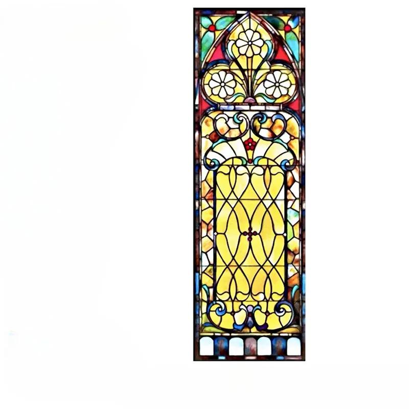 Tiffan Retro Kostelní okenní fólie Malované sklo Matné Umělecké okenní papíry Posuvné dveře Kuchyně Koupelna Samolepka na okno